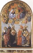 Coronation of the Virgin,with Sts john the Evangelist,Augustine,Jerome and Eligius or San Marco Altarpiece, Sandro Botticelli